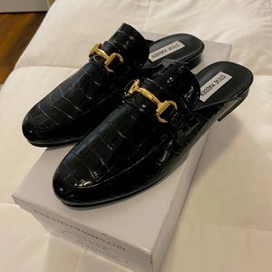 Steve Madden Kandi Black Crocodile loafer slide